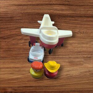 Fisher-Price Little People Vintage Airplane & Car Playset W/ Figures Fun Retro C